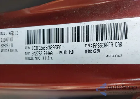 2012 Dodge Avenger Se from USA, damaged, VIN 1C3CDZAB9CN270393